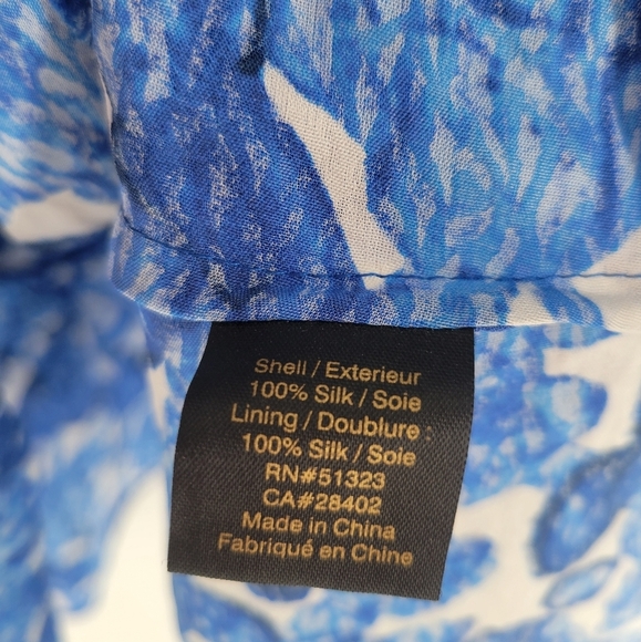 Cynthia Steffe 100% Silk Blue and White Floral Strapless Ruffled Mini Dress Sz 8 - Picture 4 of 7